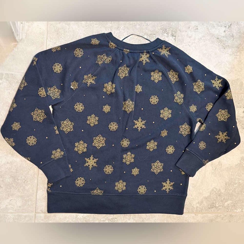 Style & Co Navy Sweatshirt with Gold Snowflake Print | S | Like New - Picture 6 of 6